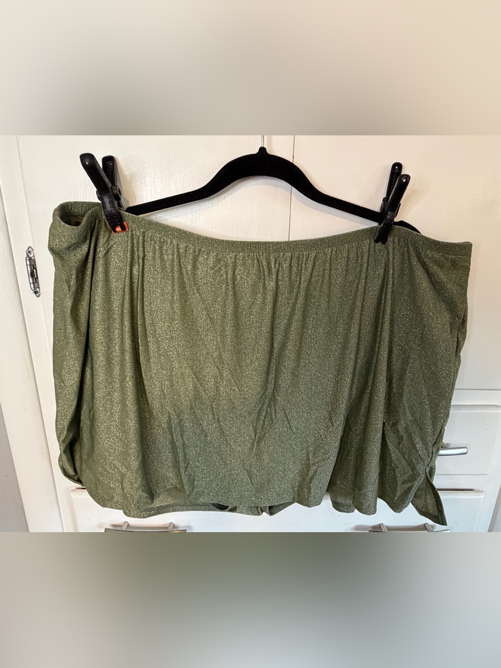 NWT Lane Bryant Size 26 Olive Green Metallic Swim Skirt Skirted Bottom